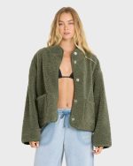 Camper Reversible Fleece Jacket - Canteen