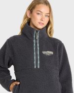 Horizon Sherpa Mock Neck Half Zip Sweatshirt - Black Sands - Image 5
