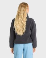 Horizon Sherpa Mock Neck Half Zip Sweatshirt - Black Sands - Image 2