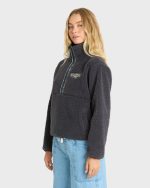 Horizon Sherpa Mock Neck Half Zip Sweatshirt - Black Sands - Image 4