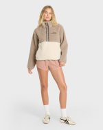 Horizon Sherpa Mock Neck Half Zip Sweatshirt - Cobblestone - Image 3
