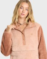 Switchback Sherpa Half Snap Fleece Pullover - Sugar Almond - Image 5