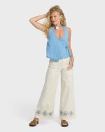 Hibiscus Wave 5-Pocket Pants - White Cap - Image 4