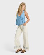 Hibiscus Wave 5-Pocket Pants - White Cap - Image 6