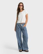 Zonte Elastic Waist Saltwashed Denim Pants - Blue Smoke - Image 3