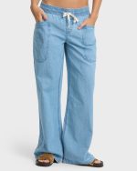 Zonte Elastic Waist Saltwashed Denim Pants - Sea Blue - Image 7