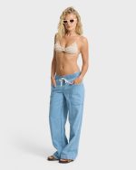 Zonte Elastic Waist Saltwashed Denim Pants - Sea Blue - Image 6