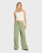 Wave Stamp Knit Pants - Army Green