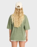 Wave Stamp Short Sleeve Cotton T-Shirt - Army Green - Image 2