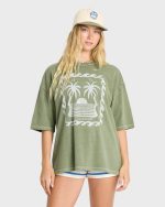 Wave Stamp Short Sleeve Cotton T-Shirt - Army Green