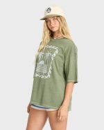 Wave Stamp Short Sleeve Cotton T-Shirt - Army Green - Image 4