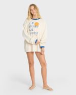 Le Love Surf Ringer Long Sleeve Cotton T-Shirt - White Cap - Image 4