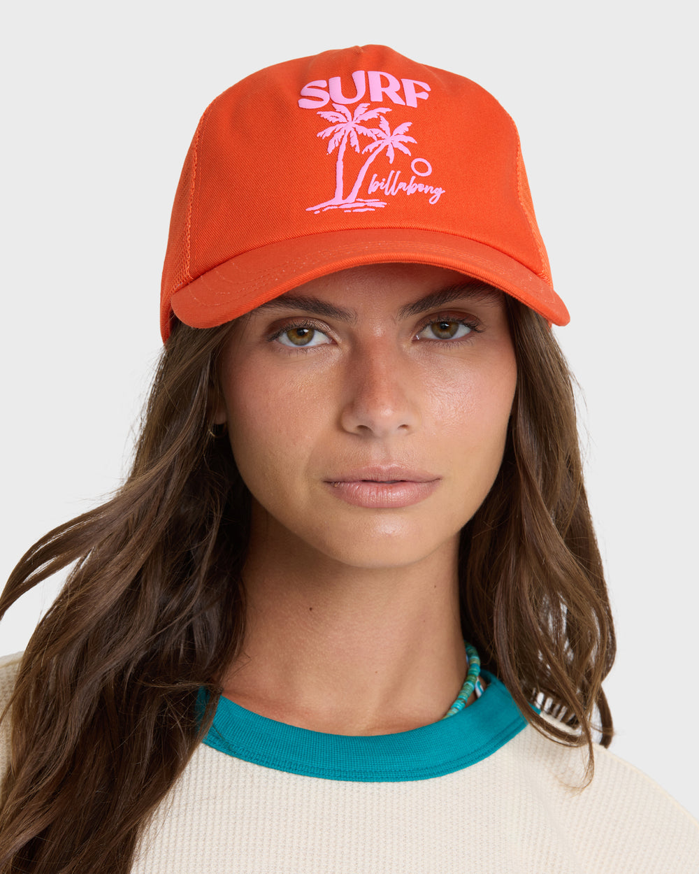 BL001133W_VEO_OM-1.jpg Sunday Trucker Hat - Vermillion Orange - Image 1
