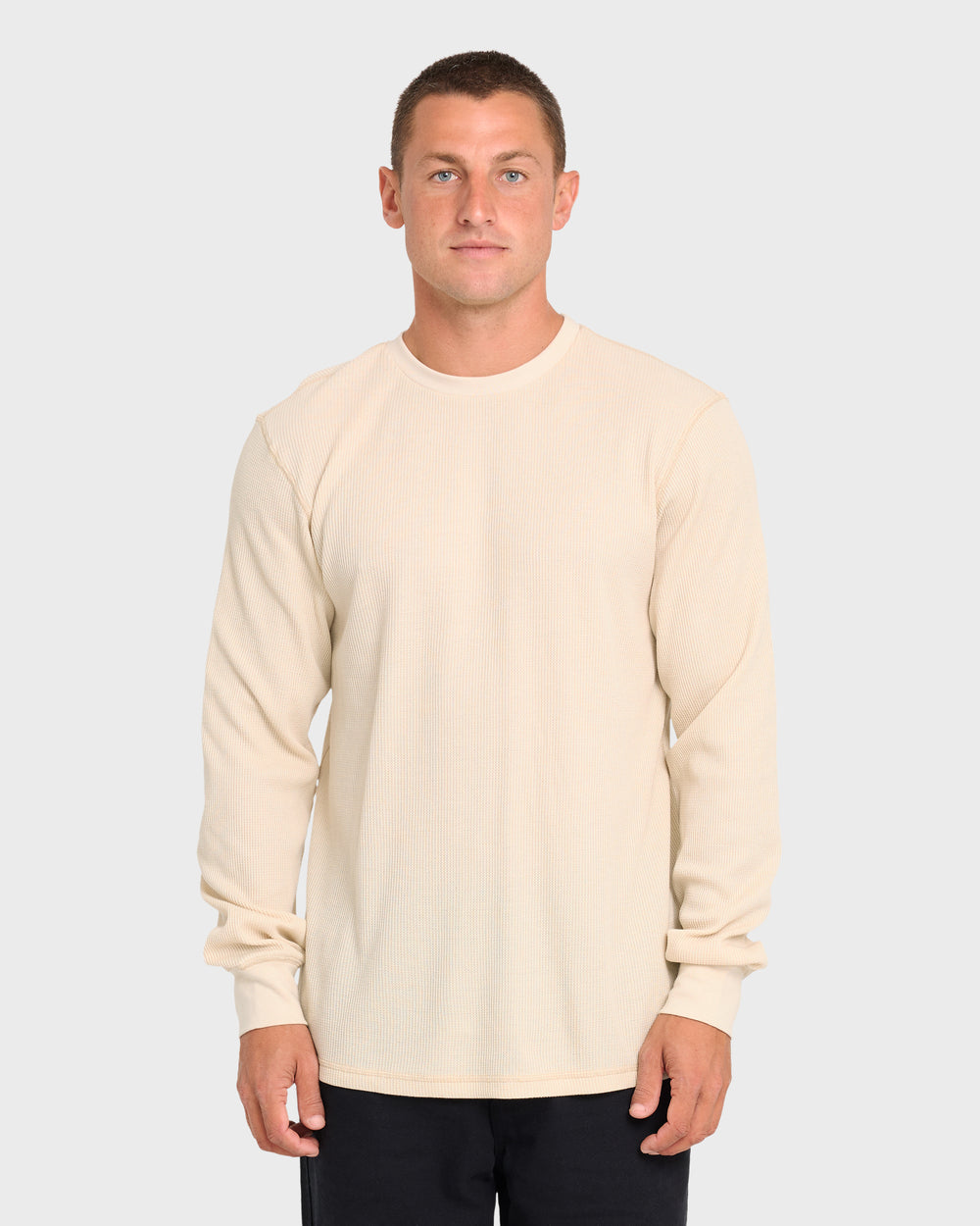 BL001142M_OAT1_OM-F.jpg Essential Thermal Long Sleeve Knit Tee - Oatmeal - Image 1