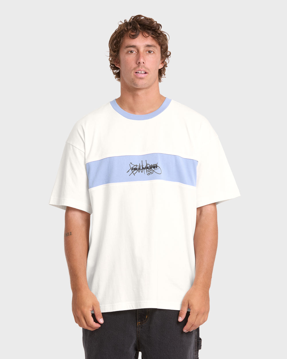 BL001160M_OFW_OM-F.jpg Bad Dog Shrapnel Ringer Short Sleeve Jersey T-Shirt - Off White - Image 1