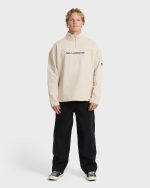 Bad Dog Progress Mock Neck Quarter-Zip Sweatshirt - Oatmeal - Image 3