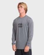 All Day Wave UPF 50 Long Sleeve Surf Tee - Light Gray Heather - Image 4