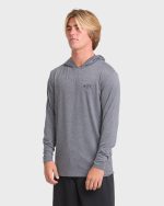 Arch Mesh Hooded UPF 50 Long Sleeve Surf Tee - Light Gray Heather - Image 4