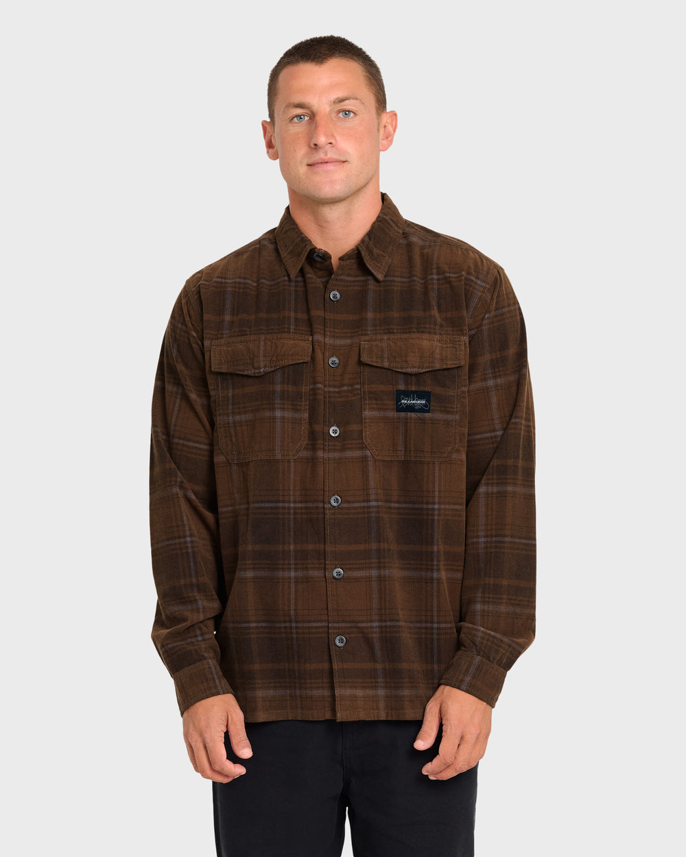 BL001189M_CFR_OM-F.jpg Bad Dog Long Sleeve Corduroy Shirt - Carafe - Image 1