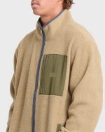 Alpine Mock Neck Full-Zip Fleece - Pale Khaki - Image 5