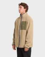 Alpine Mock Neck Full-Zip Fleece - Pale Khaki - Image 4