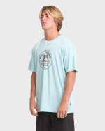 Frond Premium Short Sleeve Cotton T-Shirt - Coastal Blue - Image 4