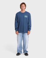 Runner Premium Long Sleeve Cotton T-Shirt - Dark Denim - Image 3