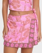 Sun Faded Yarn-Dyed Wrap Mini Skirt - Party Pink - Image 5