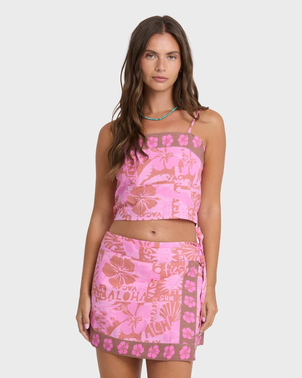 BL001410W_PYP_OM-F.jpg Sun Faded Yarn-Dyed Wrap Mini Skirt - Party Pink - Image 1