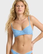 Mini Wave Check Maui Bikini Bottoms - True Blue - Image 5