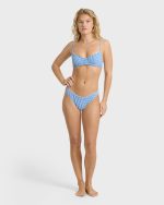Mini Wave Check Maui Bikini Bottoms - True Blue - Image 4
