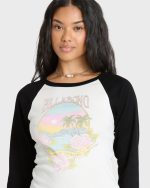 Paradise Dream Cotton Long Sleeve Raglan T-Shirt - Black Sands - Image 5