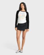 Paradise Dream Cotton Long Sleeve Raglan T-Shirt - Black Sands - Image 3