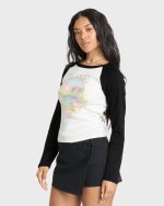 Paradise Dream Cotton Long Sleeve Raglan T-Shirt - Black Sands - Image 4
