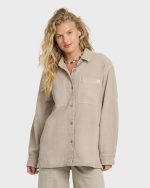 Washed Ashore 2 Long Sleeve Woven Overshirt - Cobblestone