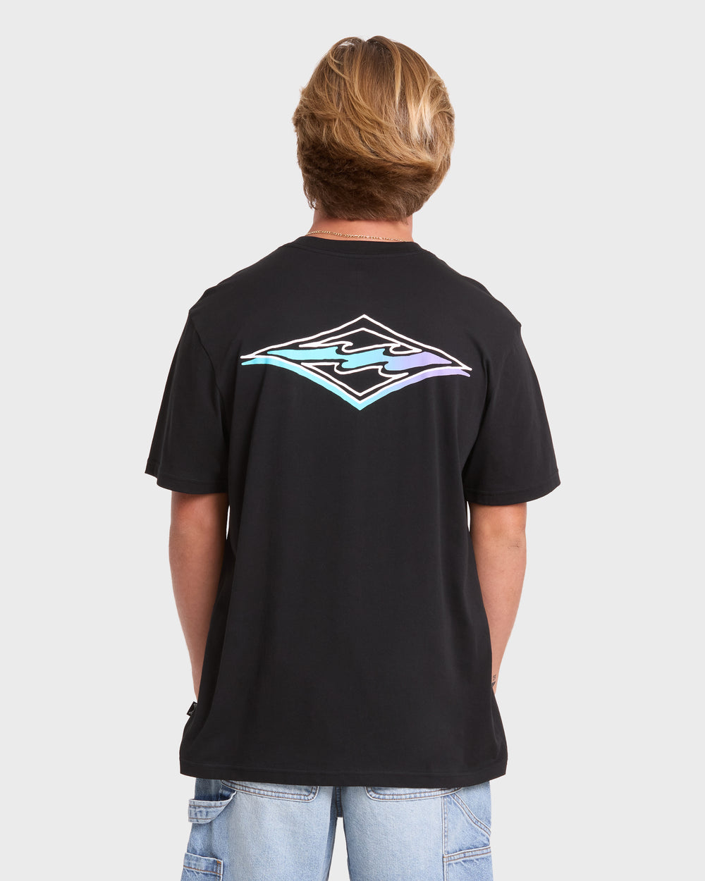 BL001981M_BLK_OM-B.jpg Crayon Wave Premium Short Sleeve Knit T-Shirt - Black - Image 1