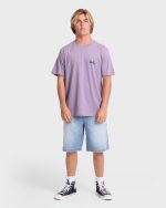 Crayon Wave Premium Short Sleeve Knit T-Shirt - Purple Ash - Image 3