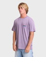 Crayon Wave Premium Short Sleeve Knit T-Shirt - Purple Ash - Image 4