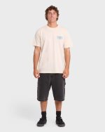 Heritage Arch Wave Washed Premium Short Sleeve Cotton T-Shirt - Oatmeal - Image 3