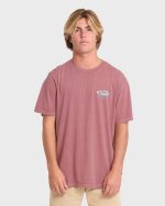 Heritage Arch Wave Washed Premium Short Sleeve Cotton T-Shirt - Red Dahlia - Image 2