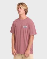 Heritage Arch Wave Washed Premium Short Sleeve Cotton T-Shirt - Red Dahlia - Image 5