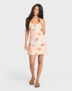 So Simple Crinkle Mini Dress - Orange Multi - Image 3