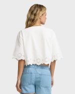 Light And Airy Short Sleeve Cotton Blouse - Salt Crystal - Image 2