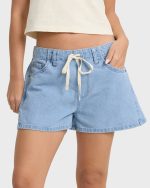 Jade Saltwashed Denim Shorts - Sea Blue - Image 5