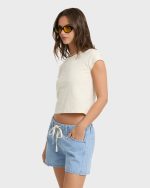 Jade Saltwashed Denim Shorts - Sea Blue - Image 4