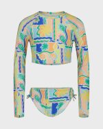 Girls Sol Playa Crop Rashguard Swimsuit Set