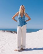 Hibiscus Wave 5-Pocket Pants - White Cap - Image 8