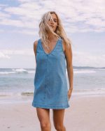 Lyla Saltwashed Mini Dress - Sea Blue - Image 3