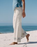 Hibiscus Wave 5-Pocket Pants - White Cap - Image 3